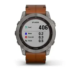 Garmin fēnix® 7X – Sapphire Solar Edition (Titanium with Chestnut Leather Band)