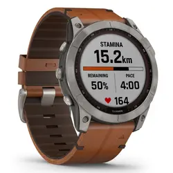 Garmin fēnix® 7X – Sapphire Solar Edition (Titanium with Chestnut Leather Band)