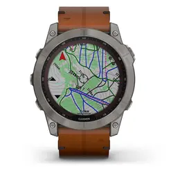 Garmin fēnix® 7X – Sapphire Solar Edition (Titanium with Chestnut Leather Band)