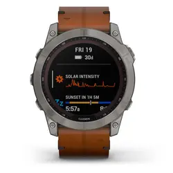 Garmin fēnix® 7X – Sapphire Solar Edition (Titanium with Chestnut Leather Band)