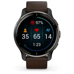 Garmin Venu® 2 Plus (Slate Stainless Steel Bezel With Slate Case And Brown Leather Band)