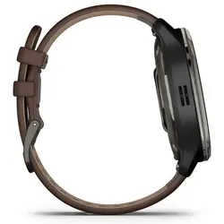 Garmin Venu® 2 Plus (Slate Stainless Steel Bezel With Slate Case And Brown Leather Band)