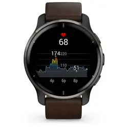 Garmin Venu® 2 Plus (Slate Stainless Steel Bezel With Slate Case And Brown Leather Band)