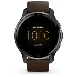 Garmin Venu® 2 Plus (Slate Stainless Steel Bezel With Slate Case And Brown Leather Band)