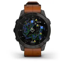 Garmin epix™ (Gen 2) (Sapphire - Black Titanium with Chestnut Leather Band)
