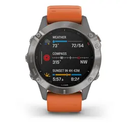 Garmin fēnix® 6 - Pro Sapphire Edition (Titanium with Ember Orange Band)