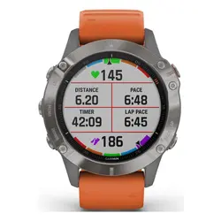 Garmin fēnix® 6 - Pro Sapphire Edition (Titanium with Ember Orange Band)