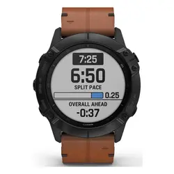 Garmin fēnix® 6X - Pro Sapphire Edition (Black DLC with Chestnut Leather Band)