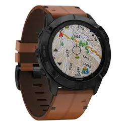 Garmin fēnix® 6X - Pro Sapphire Edition (Black DLC with Chestnut Leather Band)