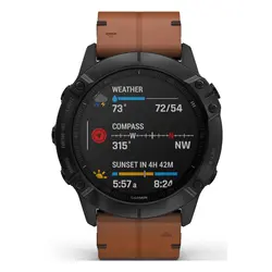 Garmin fēnix® 6X - Pro Sapphire Edition (Black DLC with Chestnut Leather Band)