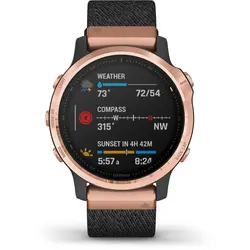 Garmin fēnix® 6S - Pro Sapphire Edition (Rose Gold-Tone with Heathered Black Nylon Band)