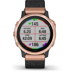 Garmin fēnix® 6S - Pro Sapphire Edition (Rose Gold-Tone with Heathered Black Nylon Band)