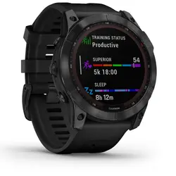 Garmin fēnix® 7X – Sapphire Solar Edition (Black DLC Titanium with Black Band)