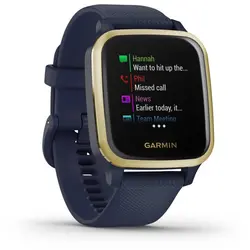 Garmin Venu® Sq – Music Edition (Light Gold Aluminum Bezel with Navy Case and Silicone Band)
