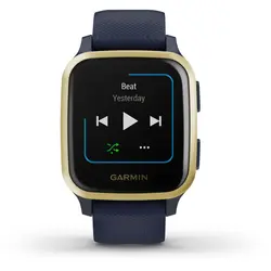 Garmin Venu® Sq – Music Edition (Light Gold Aluminum Bezel with Navy Case and Silicone Band)