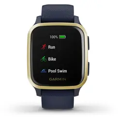 Garmin Venu® Sq – Music Edition (Light Gold Aluminum Bezel with Navy Case and Silicone Band)