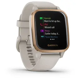 Garmin Venu® Sq – Music Edition (Rose Gold Aluminum Bezel with Light Sand Case and Silicone Band)