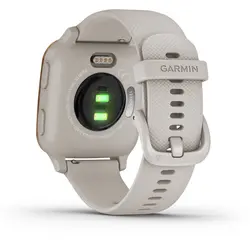 Garmin Venu® Sq – Music Edition (Rose Gold Aluminum Bezel with Light Sand Case and Silicone Band)