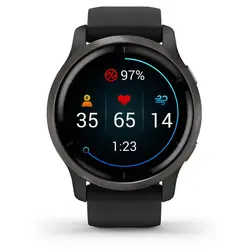 Garmin Venu® 2 (Slate Stainless Steel Bezel with Black Case and Silicone Band)