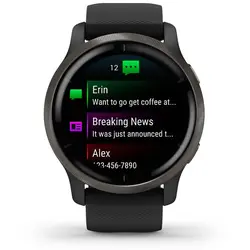 Garmin Venu® 2 (Slate Stainless Steel Bezel with Black Case and Silicone Band)