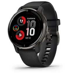 Garmin Venu® 2 Plus (Slate Stainless Steel Bezel with Black Case and Silicone Band)