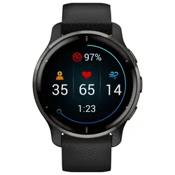 Garmin Venu® 2 Plus (Slate Stainless Steel Bezel with Black Case and Silicone Band)