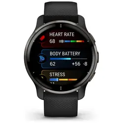 Garmin Venu® 2 Plus (Slate Stainless Steel Bezel with Black Case and Silicone Band)