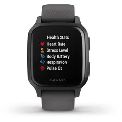 Garmin Venu® Sq (Slate Aluminum Bezel with Shadow Gray Case and Silicone Band)