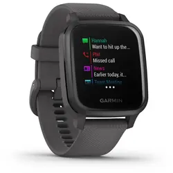 Garmin Venu® Sq (Slate Aluminum Bezel with Shadow Gray Case and Silicone Band)