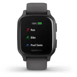 Garmin Venu® Sq (Slate Aluminum Bezel with Shadow Gray Case and Silicone Band)