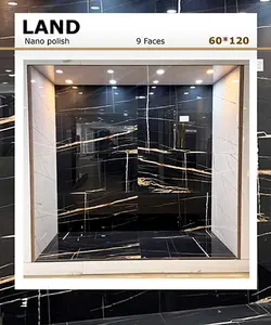 پرسلان دیوار طرح لند مشکی نانوپولیش 59*119 - شهر کاشی کریمی