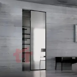 مکانیـزم درب ریلی پاکت دُر تاپ لاین توکار برقی بدون پروفیل کف مگنتیک تک درب شیشه با پروفیل آلومینیومی فانتونی K099