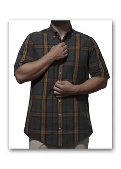 پیراهن آستین کوتاه چهارخانه 704