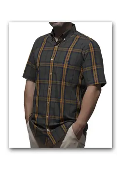 پیراهن آستین کوتاه چهارخانه 704