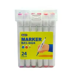 مارکر دو سر بیسیک مدل براش طرح تاچ بسته 24 رنگ