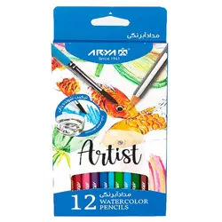 مداد رنگی 12 رنگ آبرنگی آریا مدل آرتیست