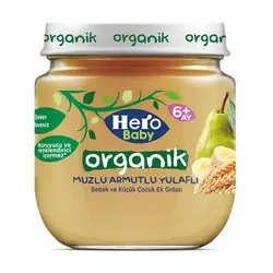 پوره ارگانیک موز و گلابی و با غلات جو دو سر هرو بیبی