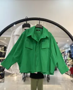 شومیز مانتویی جلو بسته اسپرت ضمات دار (977)