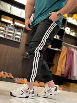 شلوار اسلش آدیداس Adidas سه خط تک‌ رنگ مشکی