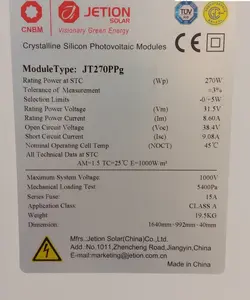 پنل خورشیدی 270 وات پلی کریستال Jetion Solar