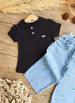 تیشرت جودون مشکی پروانه