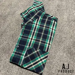 پیراهن اندیگو کج راه نخ ۴٠ تمام پنبه