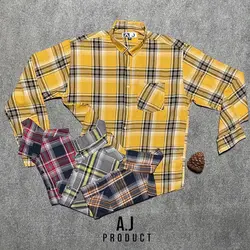 پیراهن اندیگو کلاسیک نخ ٣٠ ۴٠ کجراه