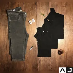 پیراهن مشکی لنین پنبه اسلپ دار