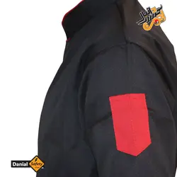 لباس کار آشپزی مدل چهار تکه Chef رنگ مشکی قرمز