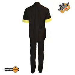 لباس کار آشپزی مدل چهار تکه Chef رنگ مشکی لیمویی