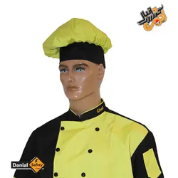 لباس کار آشپزی مدل چهار تکه Chef رنگ مشکی لیمویی