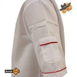 لباس کار آشپزی رنگ سفید قرمز