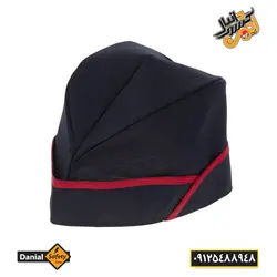 کلاه آشپزی قایقی سرمه ای نوار قرمز