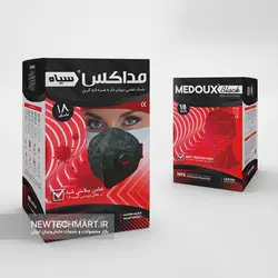 بسته ۱۸ عددی ماسک تنفسی N95 مداکس سوپاپ‌دار بلک (دارای فیلتر کربن فعال) - BLACK N95